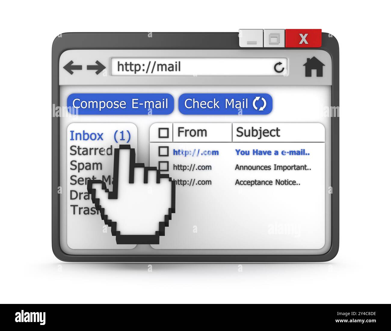 Posteingang Konzept, 3D gerendertes Bild Stockfoto