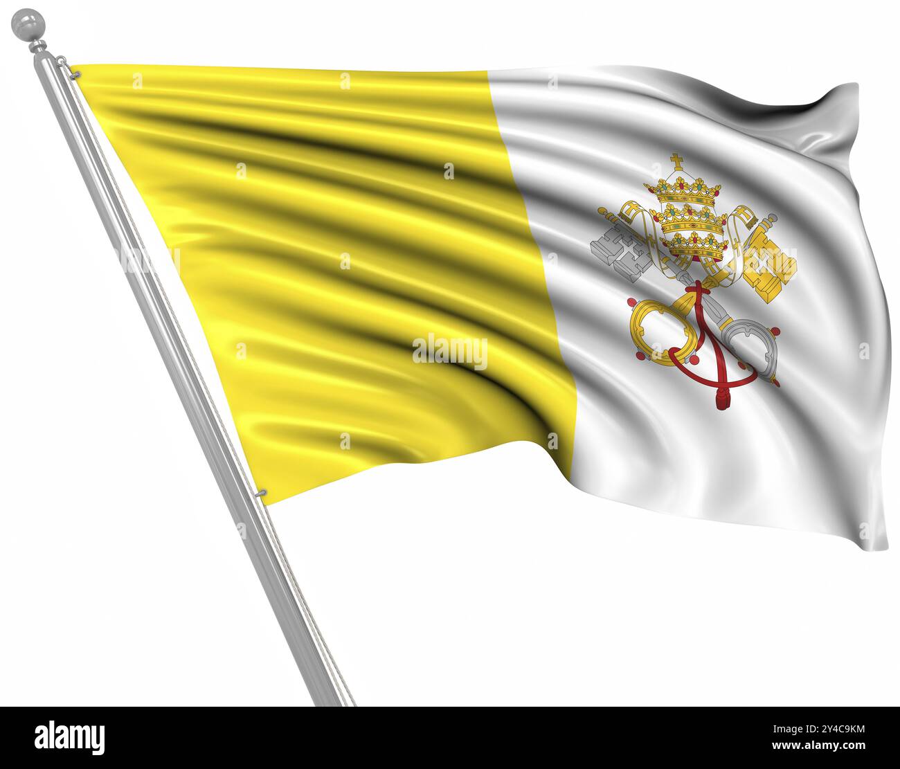 Flagge der Vatikanstadt, dies ist ein computergeneriertes und 3D-gerendertes Bild Stockfoto