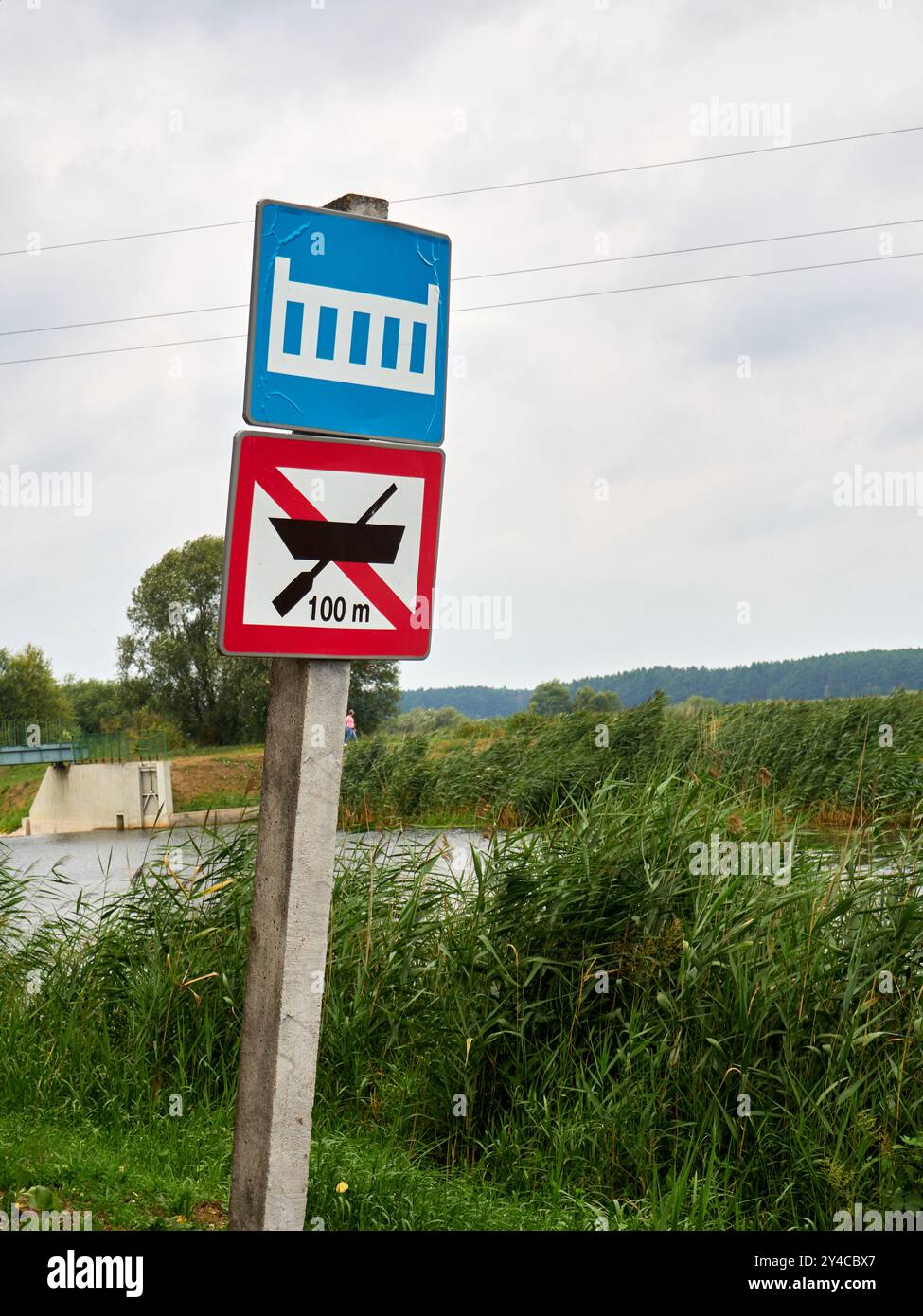 Schild, das darauf hinweist, dass Bootfahren verboten ist Stockfoto