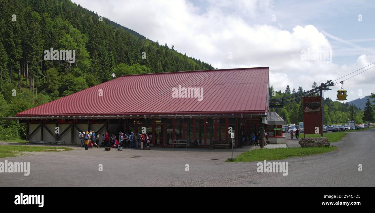 Talstation Hochgratbahn, Naturpark Nagelfluhkette Stockfoto