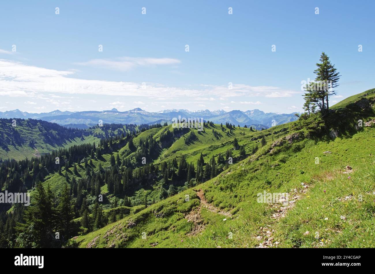 Blick von der Nagelfluhkette, Allgaeu Stockfoto