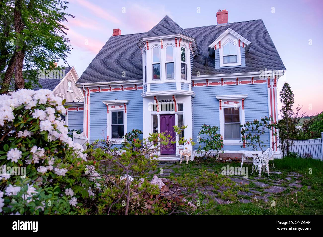 Wilson House, alte historische farbenfrohe Häuser, Stadt Lunenburg, National Historic Site, Nova Scotia, Kanada Stockfoto