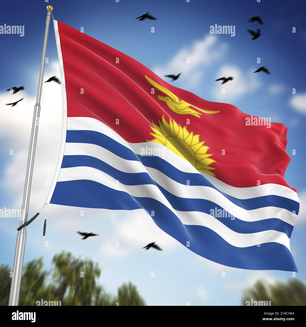 Flagge von Kiribati, dies ist ein computergeneriertes und 3D gerendertes Bild Stockfoto