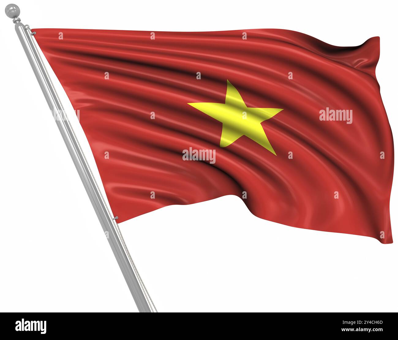 Flagge von Vietnam, dies ist ein computergeneriertes und 3D gerendertes Bild Stockfoto