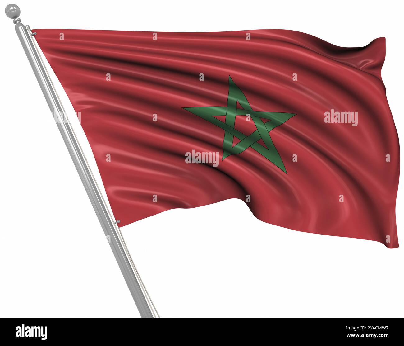 Flagge von Marokko, dies ist ein computergeneriertes und 3D-gerendertes Bild Stockfoto