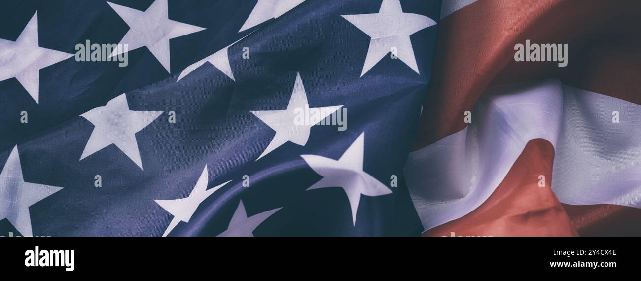 Die Flagge der USA. Nahaufnahme. Stockfoto