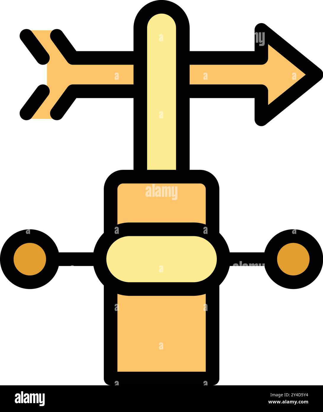 Einfaches farbiges Symbol einer Wetterfahne, die die Windrichtung anzeigt Stock Vektor