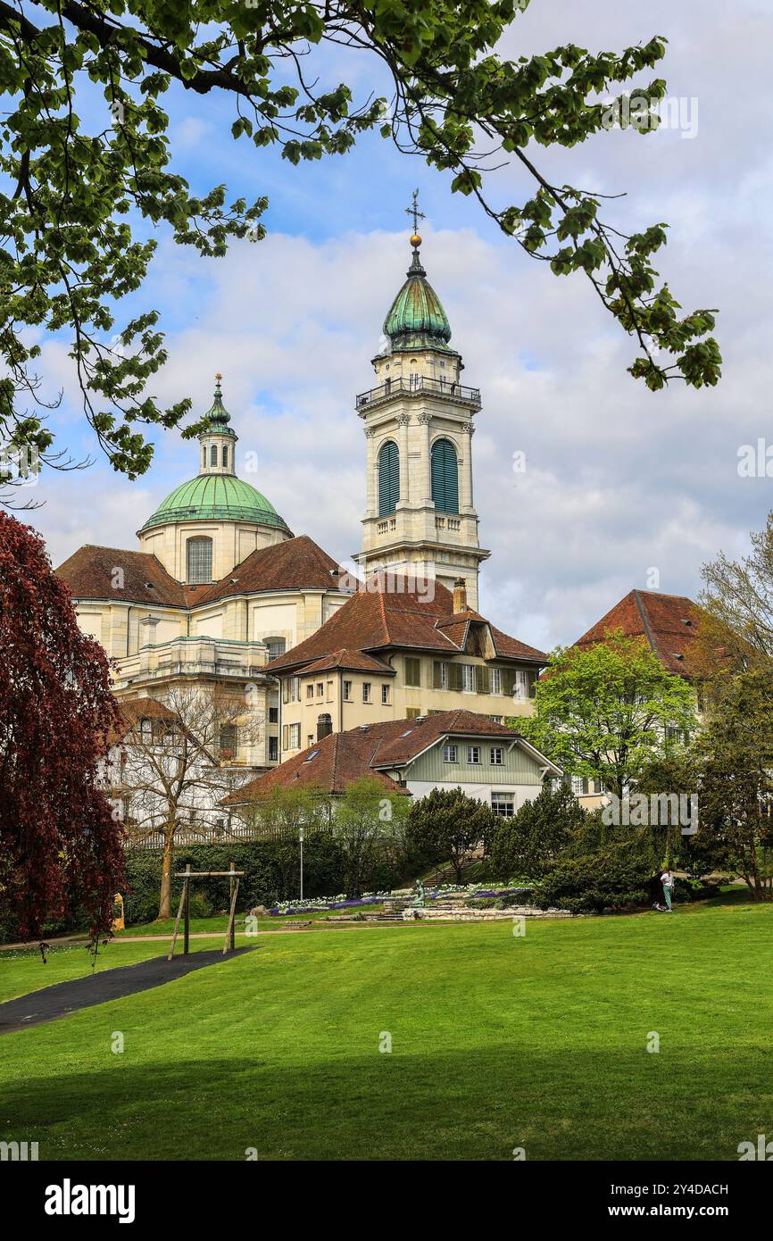 Der St. Ursus-Dom - ein nationales schweizerisches Kulturerbe - in Solothurn, Schweiz Stockfoto