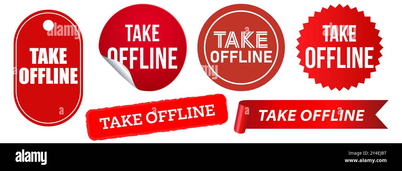 Offline sprechen Kommunikation von Angesicht zu Angesicht Stempel rote Abzeichen Aufkleber Schild Siegelschäler Emblem Design Set Kollektion Stock Vektor