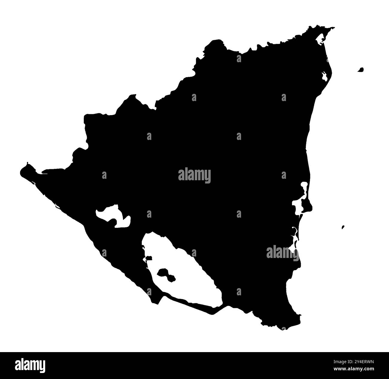 Umrisse die Silhouettemap von Nicaragua auf weißem Hintergrund Stockfoto