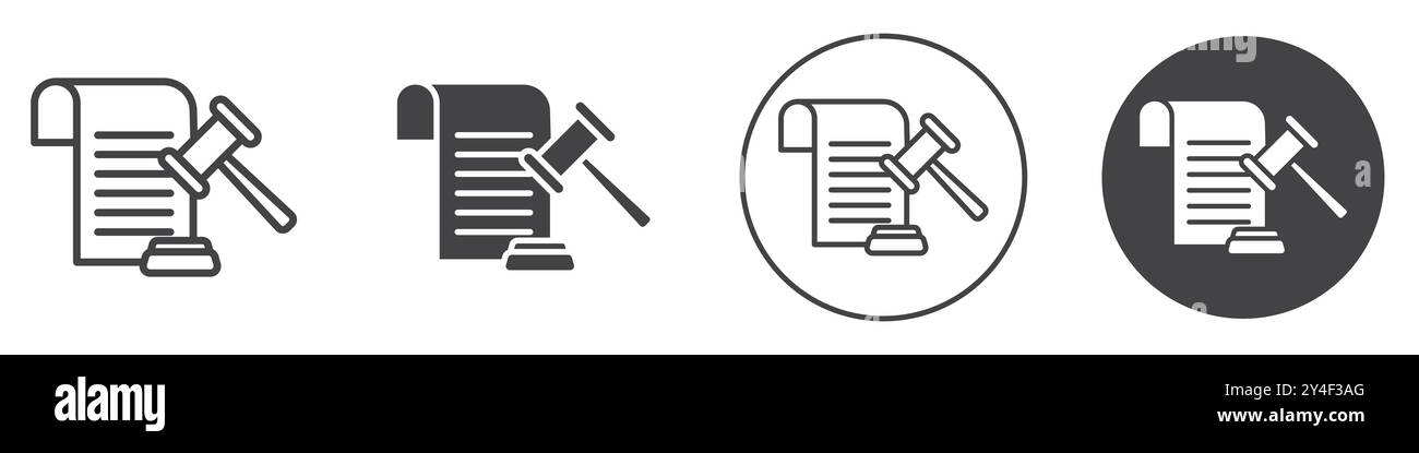 Symbol für Gerichtsentscheidungen in dünner Linienkontur und linearem Vektorzeichen Stock Vektor