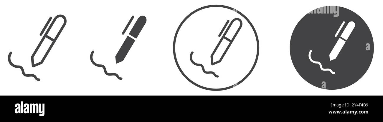 Signatursymbol in Form einer dünnen Linie und eines linearen Vektorzeichens Stock Vektor