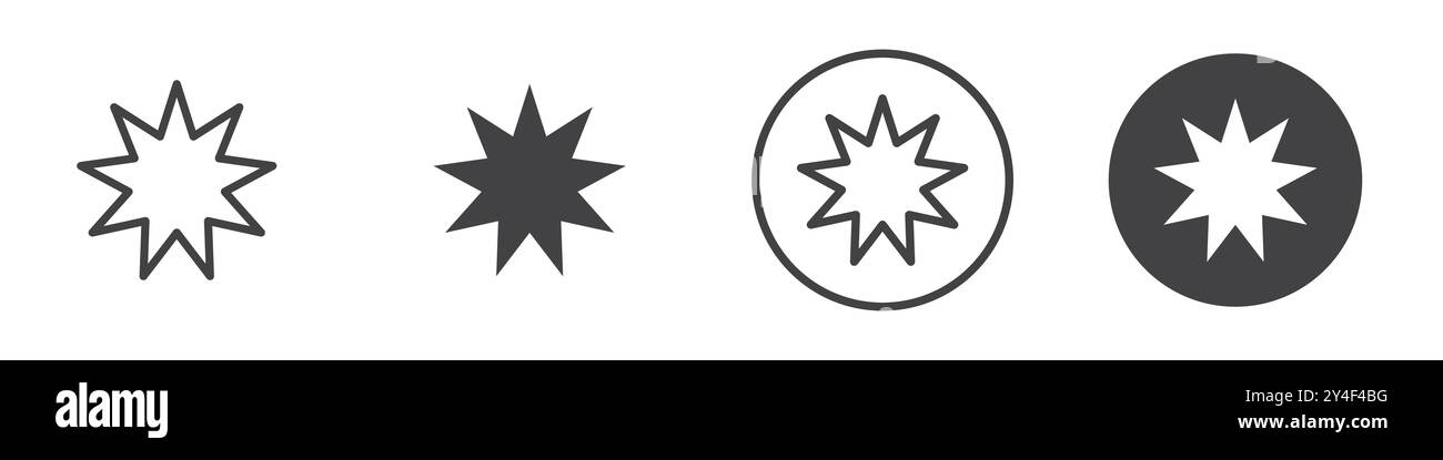 Starburst-Symbol in dünner Linienkontur und linearem Vektorzeichen Stock Vektor