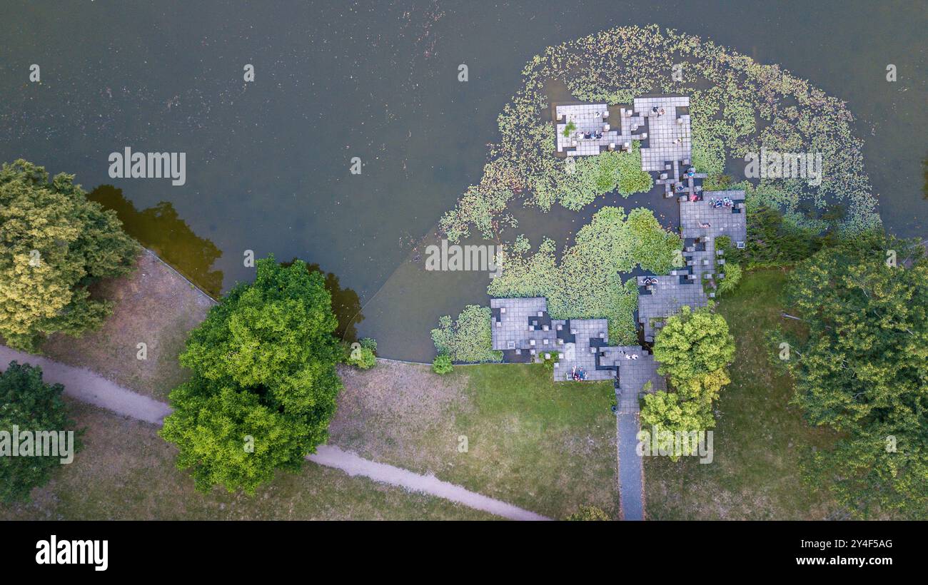 Luftaufnahme des Schlossgartensees in Karlsruhe Stockfoto