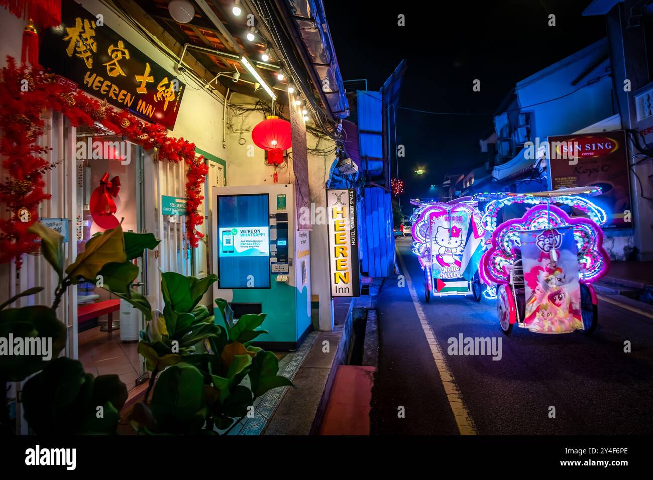 Jonker Street in Chinatown in Melaka während der chinesischen Neujahrsnacht Stockfoto