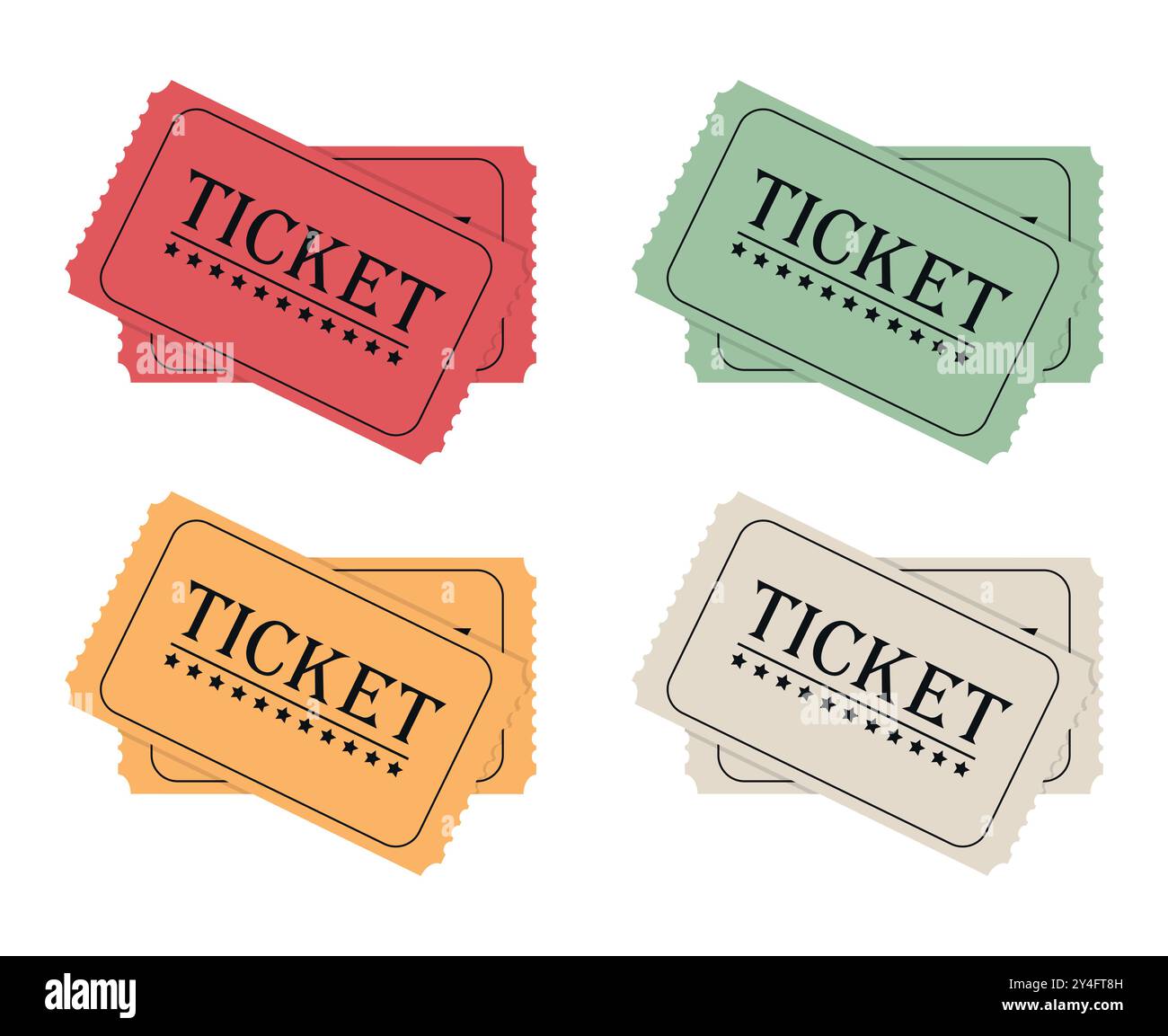 Zwei abstrakte Vorlagen für Tickets in Pastellfarben. Eintrittskarte für Veranstaltungen, Vorderansicht. Vektorabbildung Stock Vektor