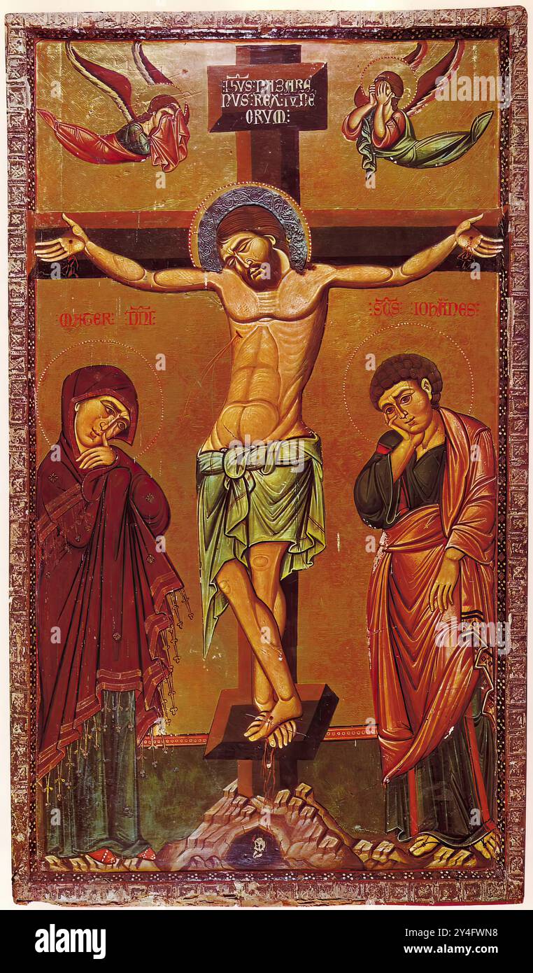 7317. Ikone aus dem Katharinenkloster in Sinai, die Kreuzigung, datiert auf den 13. C. Stockfoto