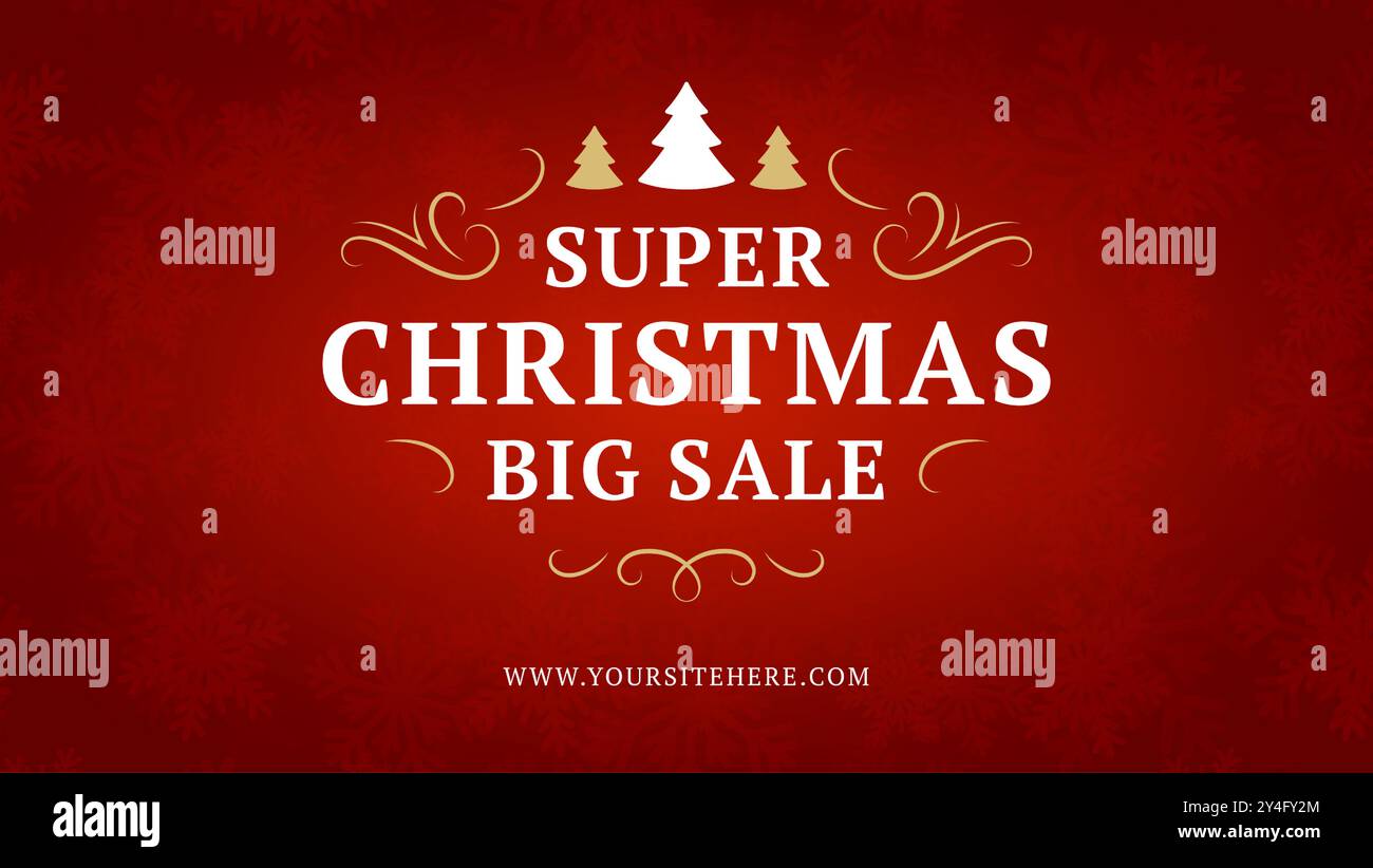 Saisonale Weihnachtseinkäufe Sonderangebot rotes Web Vintage Banner Vorlage Vektor Illustration. Weihnachtsrabatt Geschäftsankündigung Marketing adve Stock Vektor