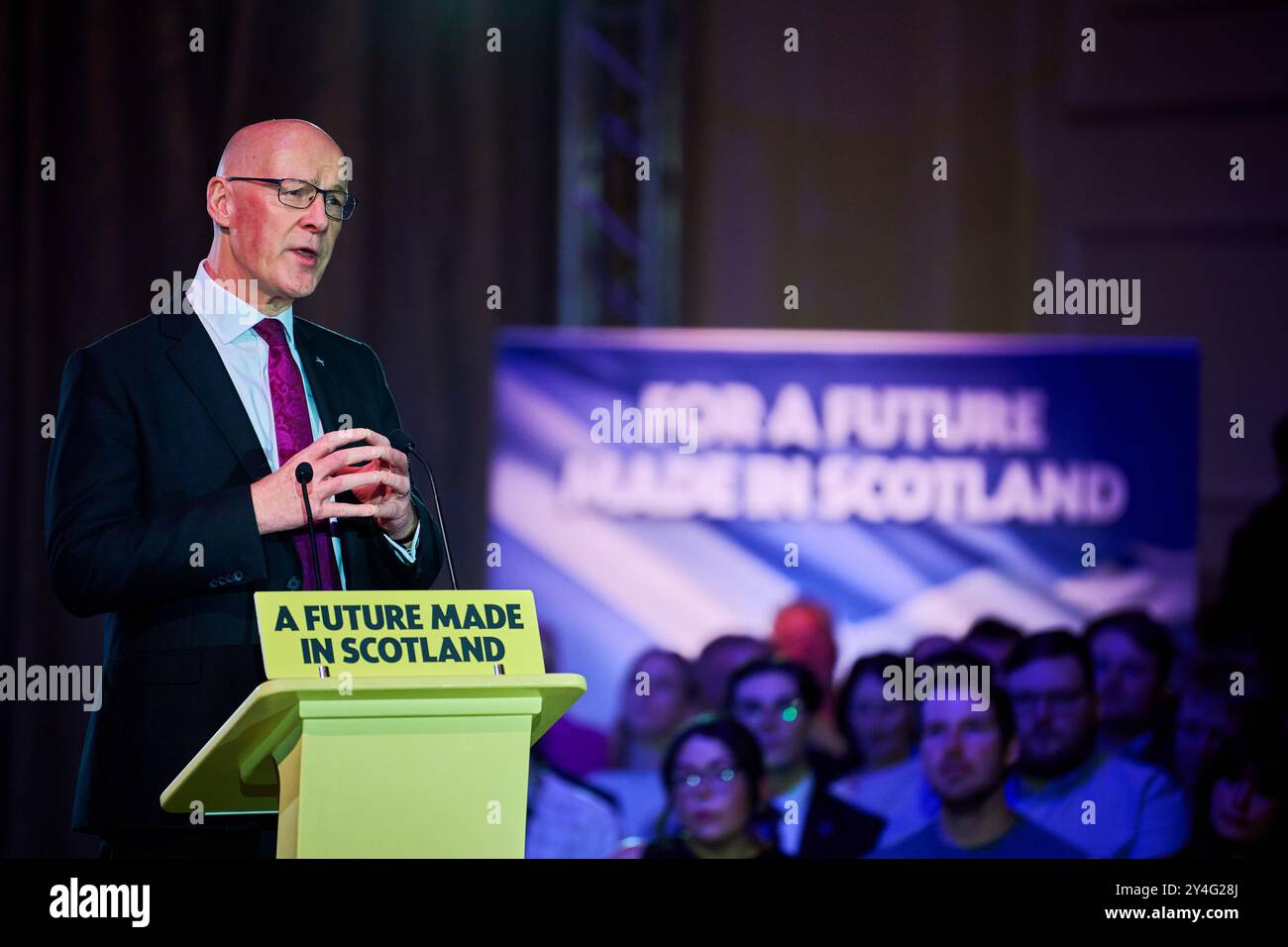 Edinburgh Schottland, Vereinigtes Königreich 18. September 2024. SNP-Führer John Swinney in den Versammlungsräumen begleitete Yes-Aktivisten zu einer Veranstaltung zum 10. Jahrestag des Unabhängigkeitsreferendums im Jahr 2014. Credit sst/alamy Live News Stockfoto