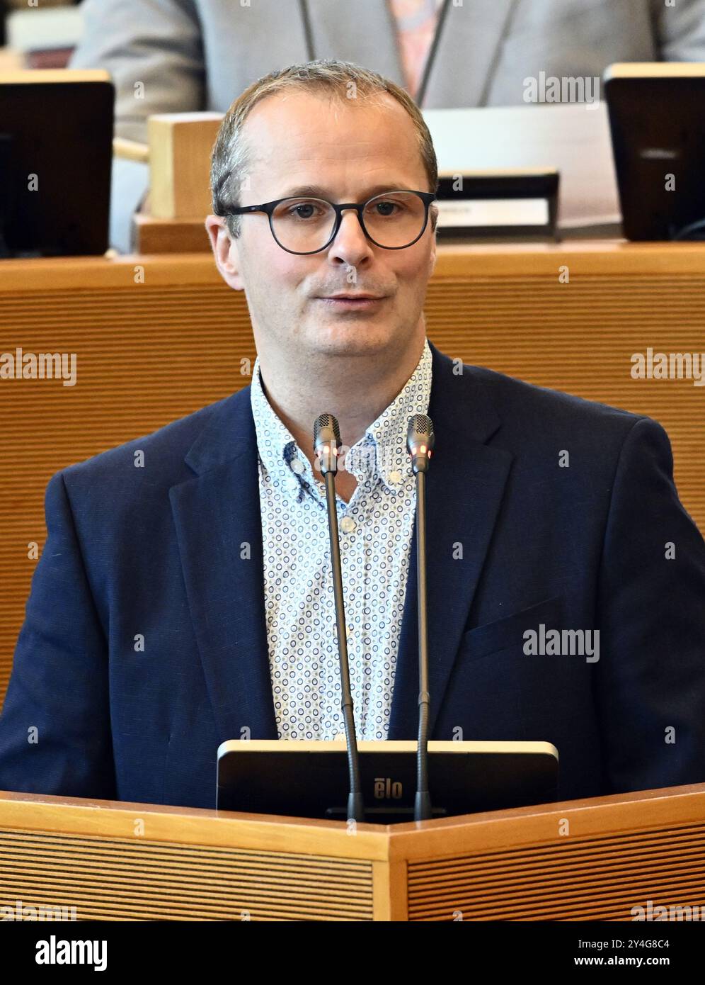 Namur, Belgien. Juli 2024. HERR Maxime DAYE wird auf einer Plenartagung des wallonischen Parlaments am Donnerstag, den 18. Juli 2024, in Namur vorgestellt. BELGA PHOTO ERIC LALMAND Credit: Belga News Agency/Alamy Live News Stockfoto