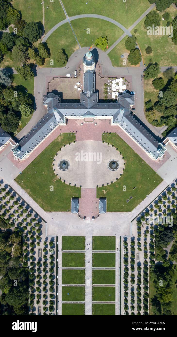 Luftaufnahme des Schlosses Karlsruhe in Deutschland Stockfoto