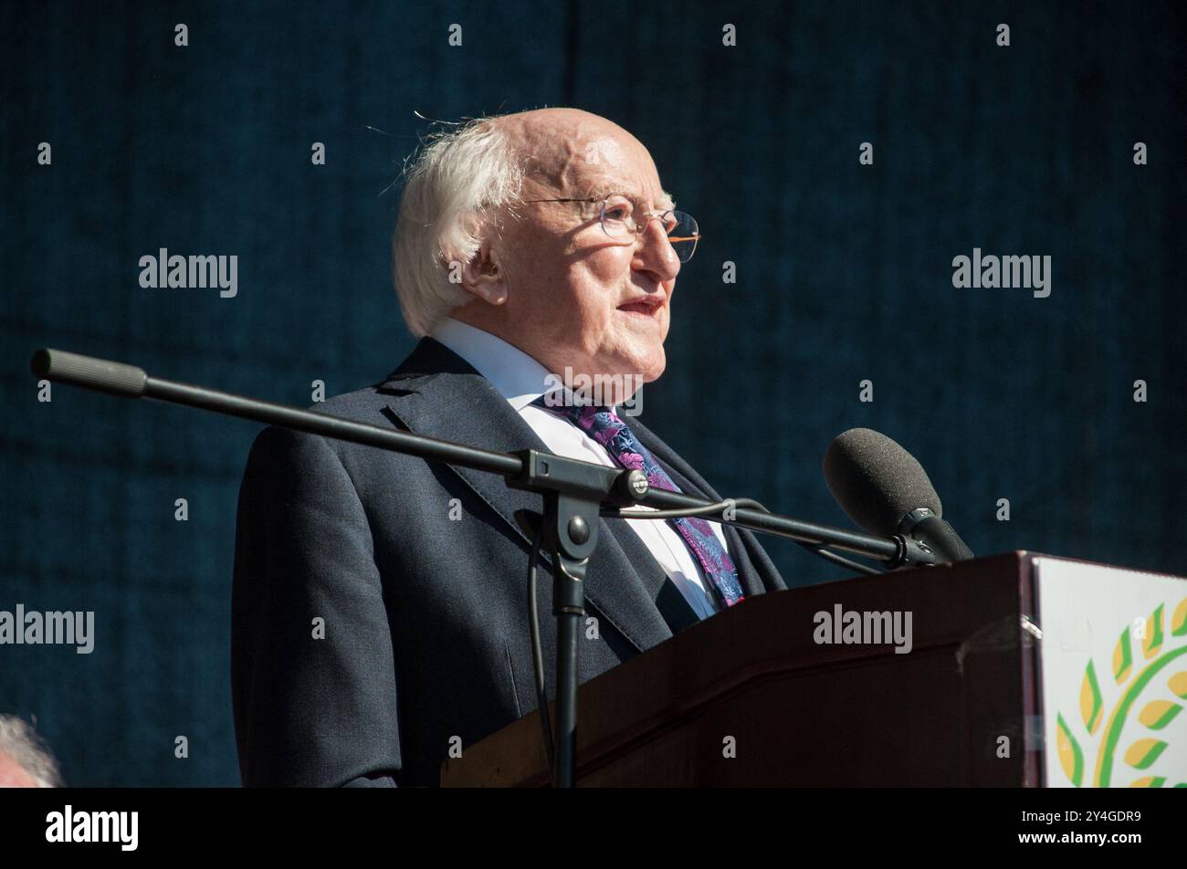 Irland, 17.09.2024, Präsident Michael D Higgins eröffnete dieses Jahr das nationale Pflügen 2024. Kredit: Karlis Dzjamko Stockfoto