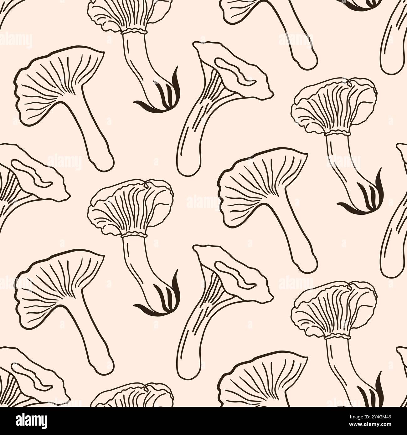 Pilze Herbst Pilze Sketch Seamless Pattern Stock Vektor