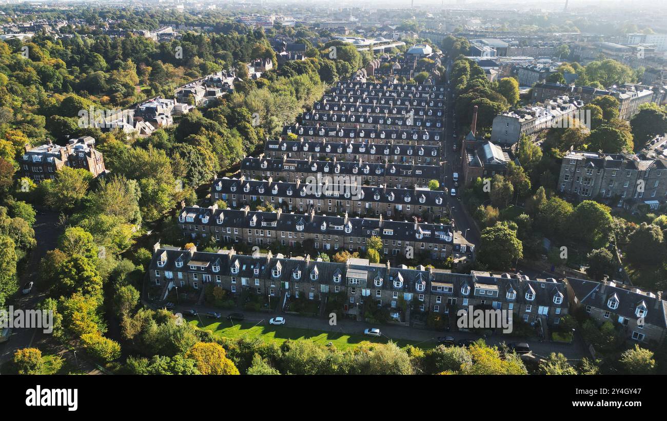 Aus der Vogelperspektive der Stockbridge Colonies, Inverleith, Edinburgh. Stockfoto