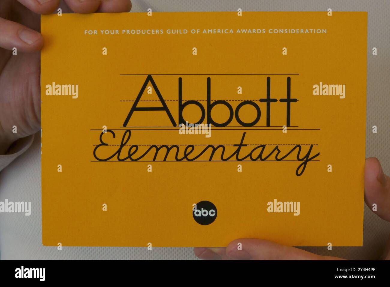 Los Angeles, Kalifornien, USA - 15. Januar 2024: Ein Abbott Elementary TV-Flyer wird während der Preisverleihsaison gezeigt. Stockfoto