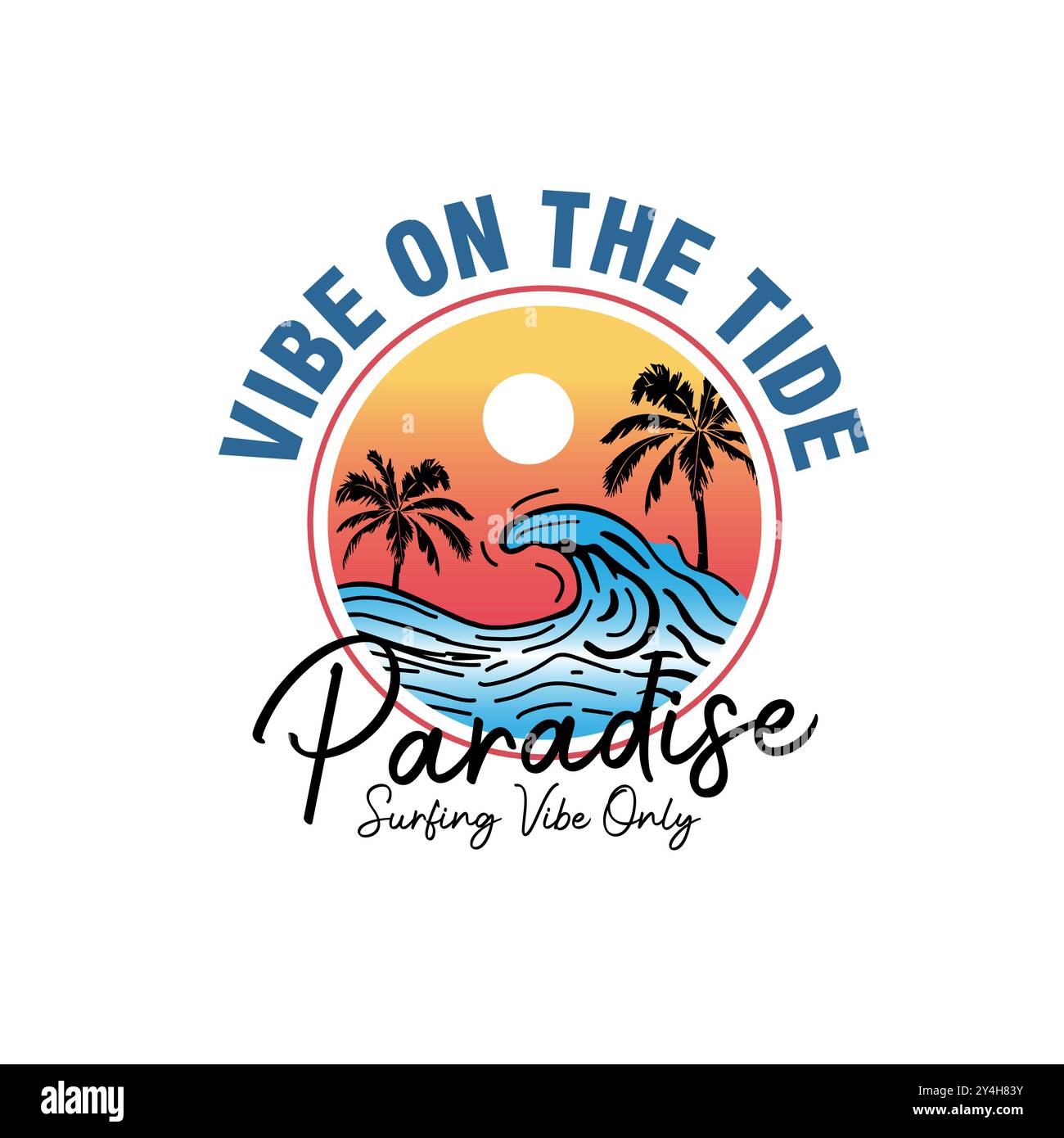 Vibe on the Tide Paradies Surfen Typografie Sommer Strand Print Poster Design Stock Vektor