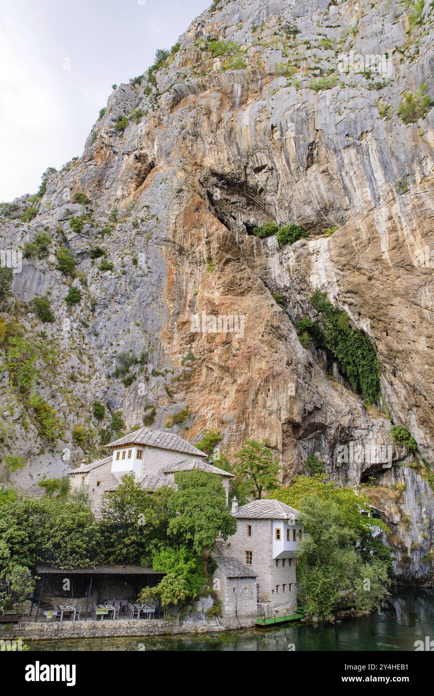 Blagaj Tekke und Buna River Spring in Mostar, Bosnien und Herzegowina, Europa Stockfoto