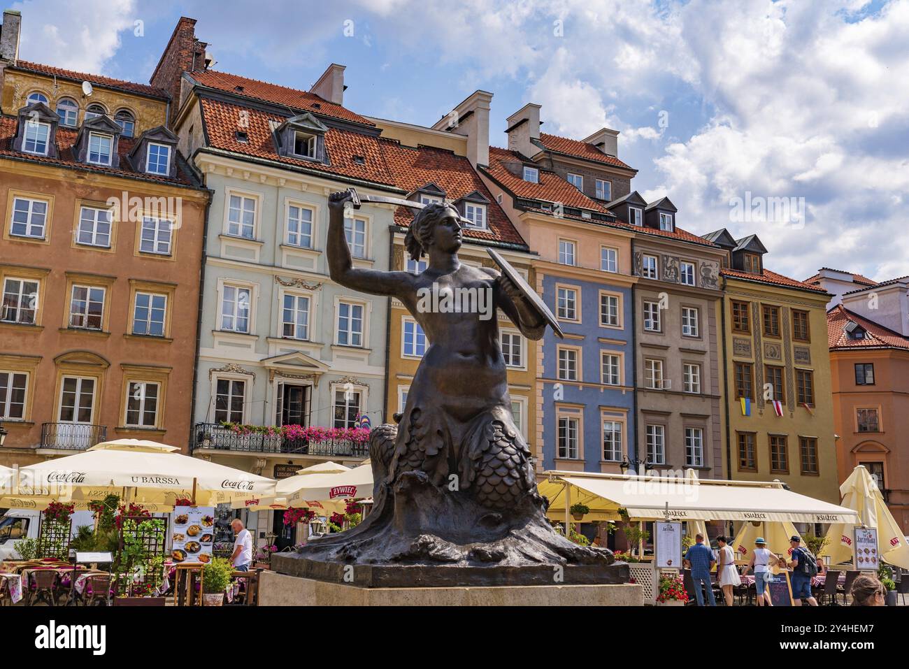 Statue der Meerjungfrau auf dem Marktplatz, Warschau, Polen, Europa Stockfoto