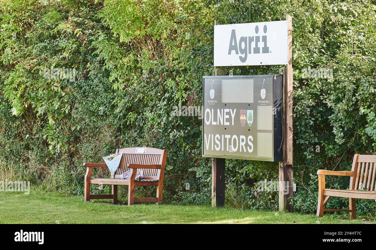 Spielbrett des Rugby Football Clubs im Sportkomplex in Olney, England. Stockfoto