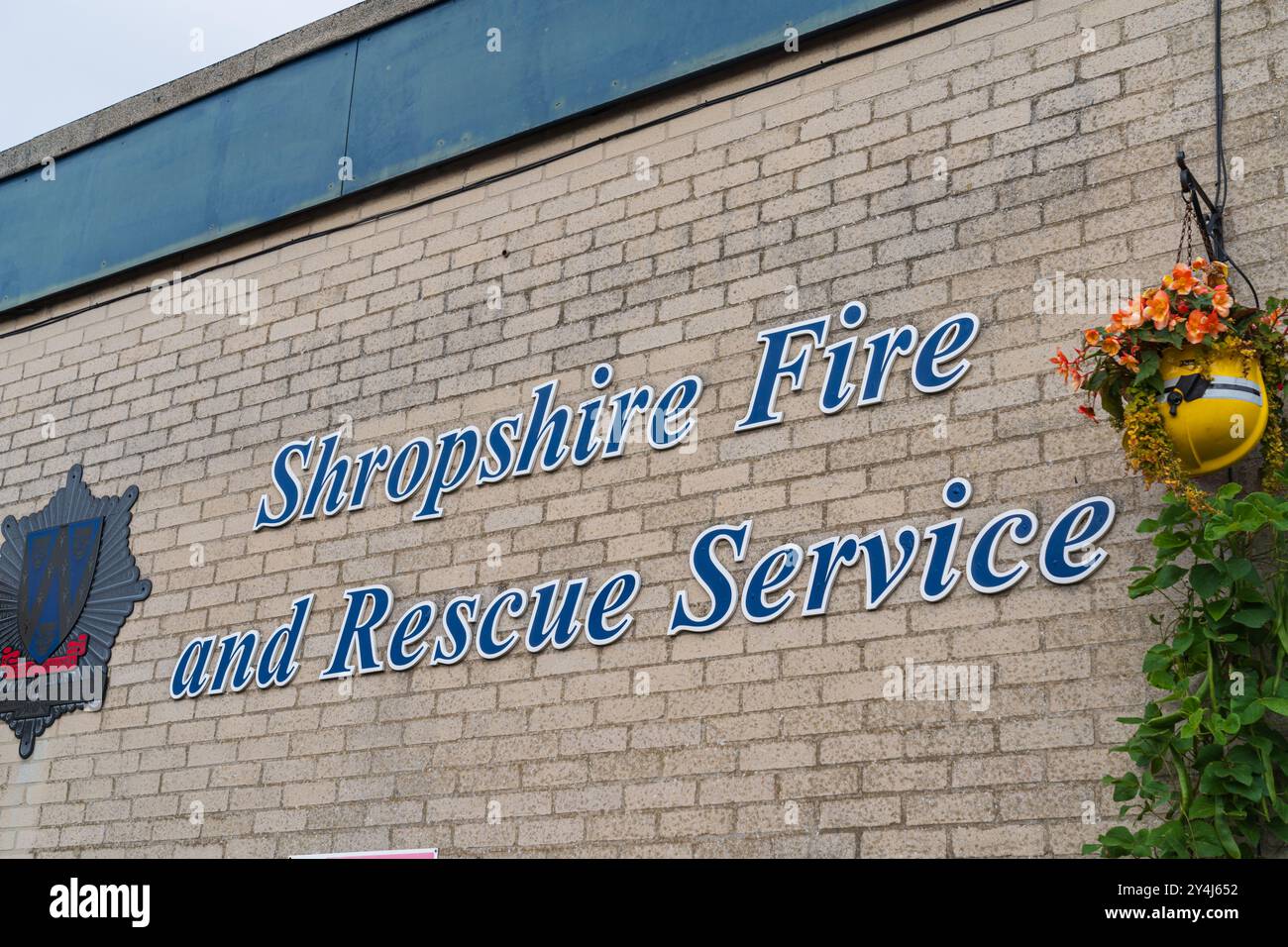 Bridgnorth, Shropshire, England – 18. September 2024: Außenbeschilderung des Fire and Rescue Service von Shropshire Stockfoto