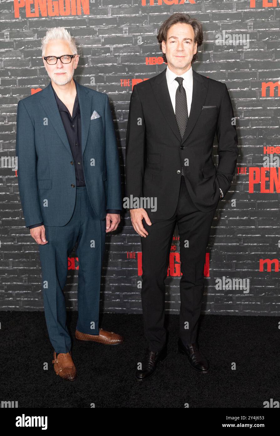 James Gunn und Peter Safran besuchen am 17. September 2024 die HBO Original-Premiere „The Penguin“ im Jazz im Lincoln Center in New York Stockfoto