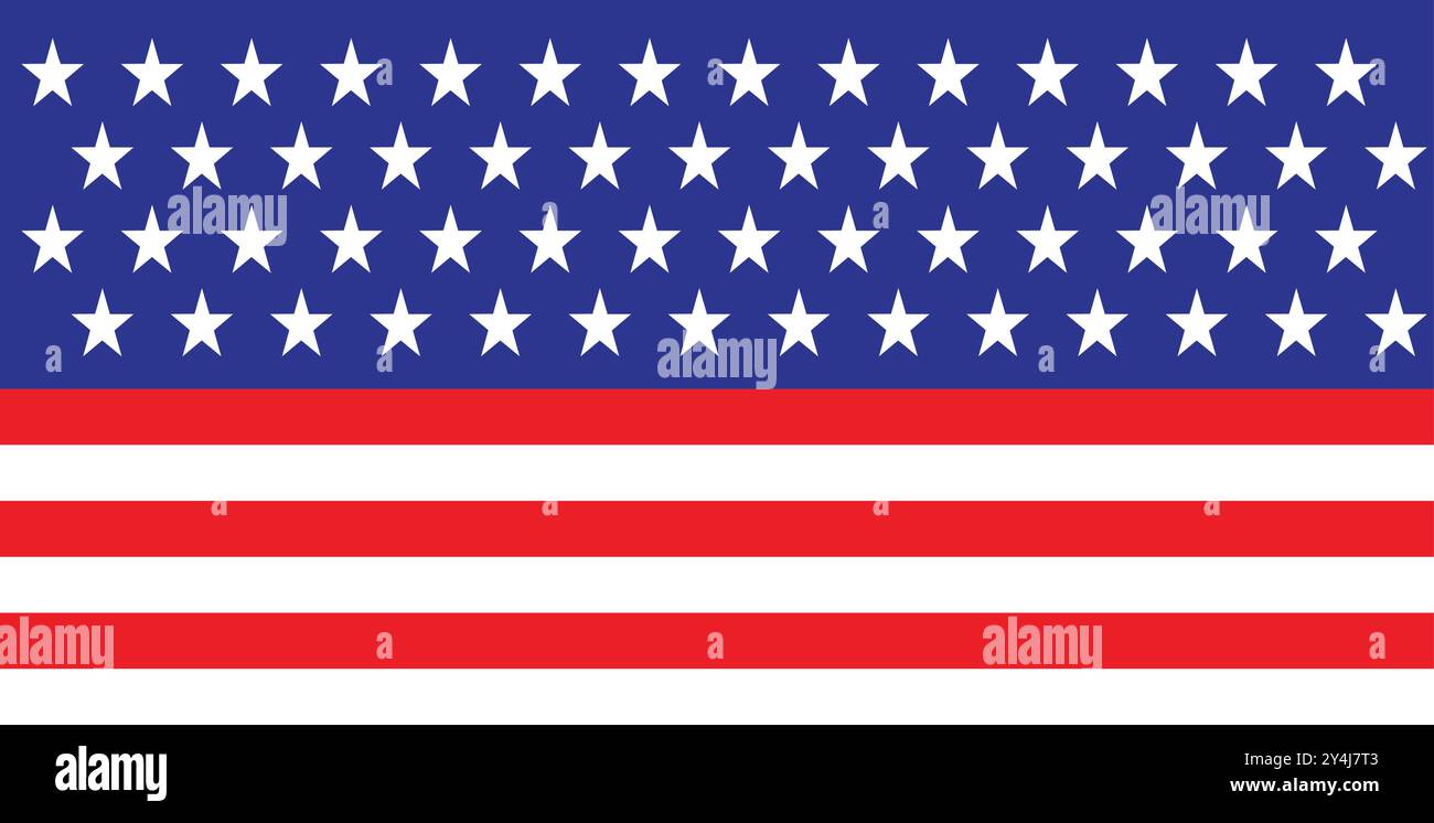 Hintergrund der horizontalen amerikanischen Flagge. Vektor-Illustration von Stars America Hintergrund für Feiertag American President Day, Gedenktag. Stock Vektor