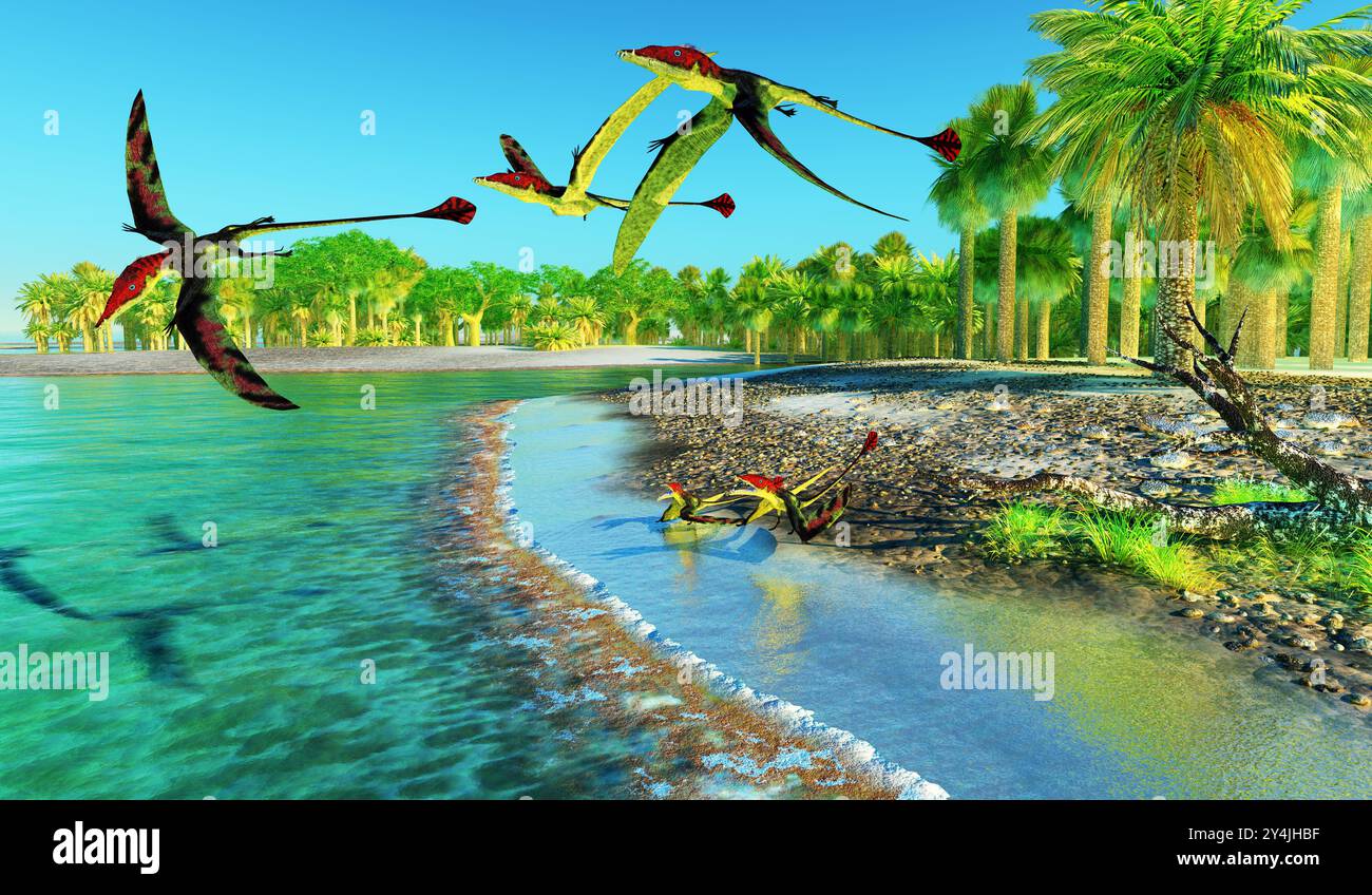 Eudimorphodon war ein Pterosaurier aus der späten Trias Italiens mit einem diamantförmigen Schwanz. Stockfoto