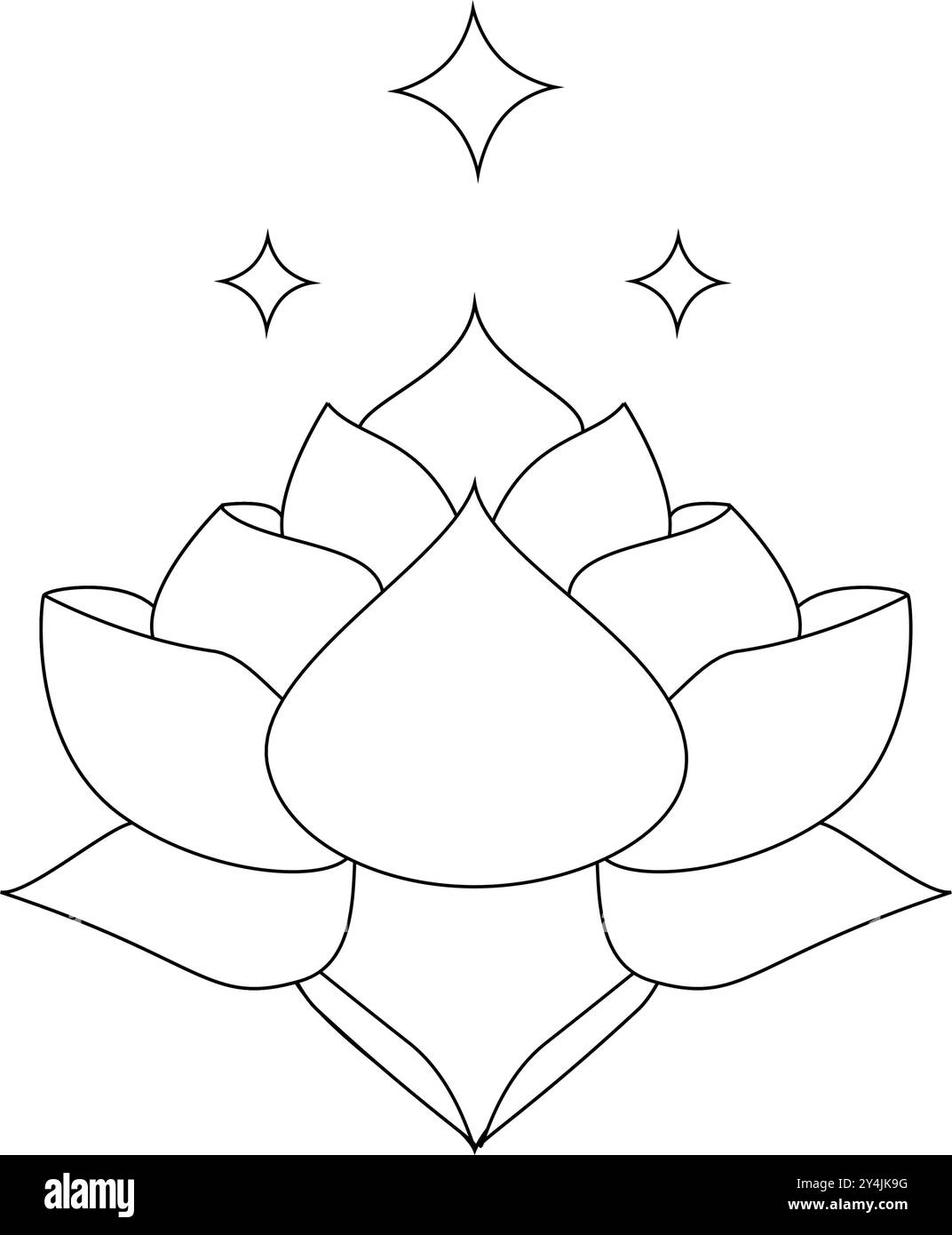 Lotusblume. Konturvektorillustration für Verpackungen, Unternehmensidentitäten, Etiketten, Postkarten, Einladungen. Stock Vektor