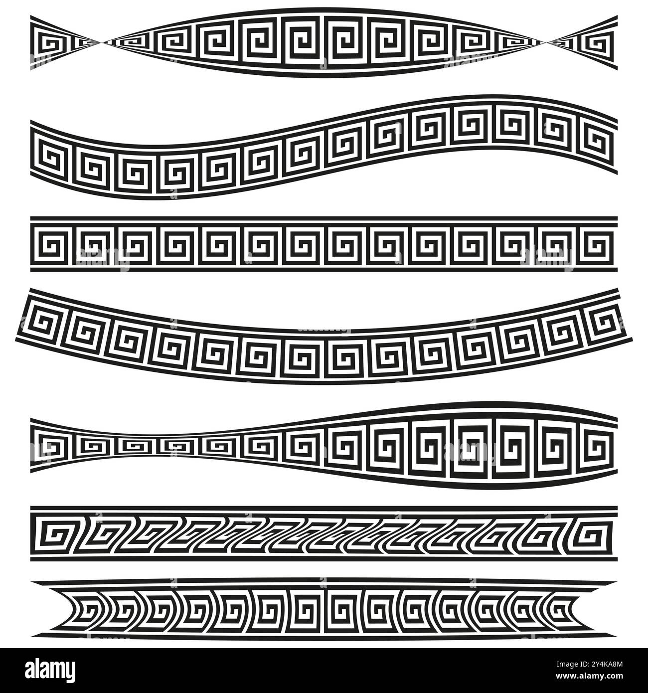 Griechische Musterränder. Set mit dekorativem Rand. Antike Designelemente. Vektor-griechischer Stil. Stock Vektor