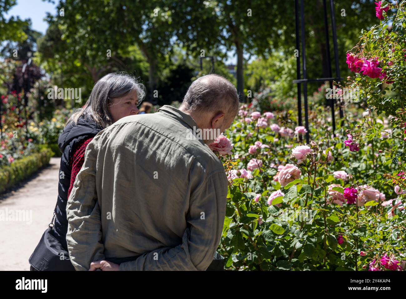 Der Retiro Park ist ein UNESCO-Weltkulturerbe und umfasst 350 Hektar in Madrid, Spanien. Stockfoto