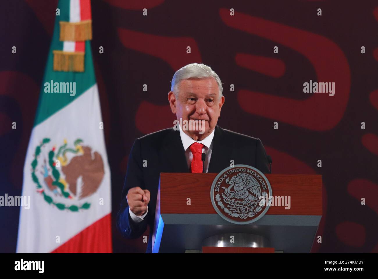 Nicht exklusiv: Der mexikanische Präsident Andres Manuel Lopez Obrador hat den ehemaligen Staatssekretär für öffentliche Sicherheit, Genaro García Luna, im Vereinigten Staat inhaftiert, befragt Stockfoto