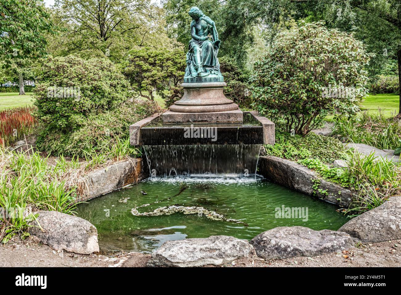 Mittelalterliche Bibelgartenstatue in der Altstadt von Viborg in Dänemark Stockfoto