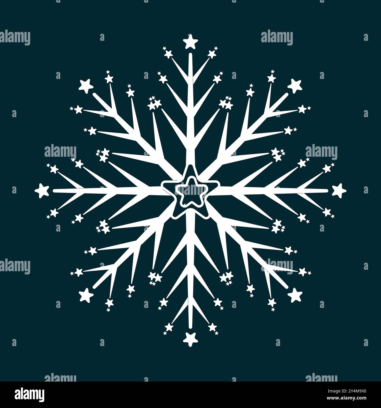 Ein weißer und weicher Schneeflocken-Winter auf schwarzem isoliertem, ikonischer Silhouette auf schwarzem Hintergrund Stock Vektor