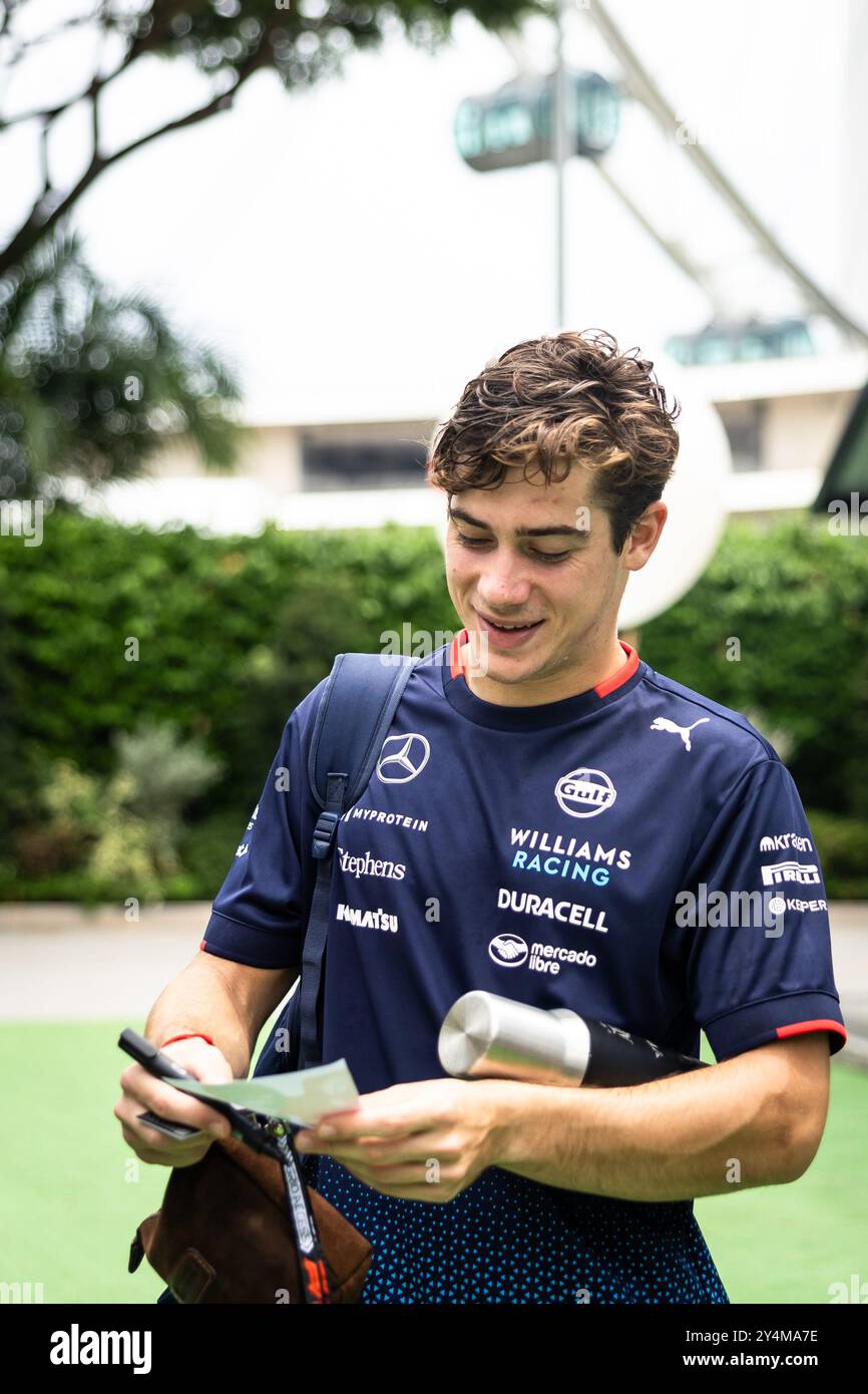 Singapur, Singapur. September 2024. Franco Colapinto (ARG) Williams Racing. 19.09.2024. Formel-1-Weltmeisterschaft, Rd 18, Grand Prix Von Singapur, Marina Bay Street Circuit, Singapur, Vorbereitungstag. Das Foto sollte lauten: XPB/Alamy Live News. Stockfoto