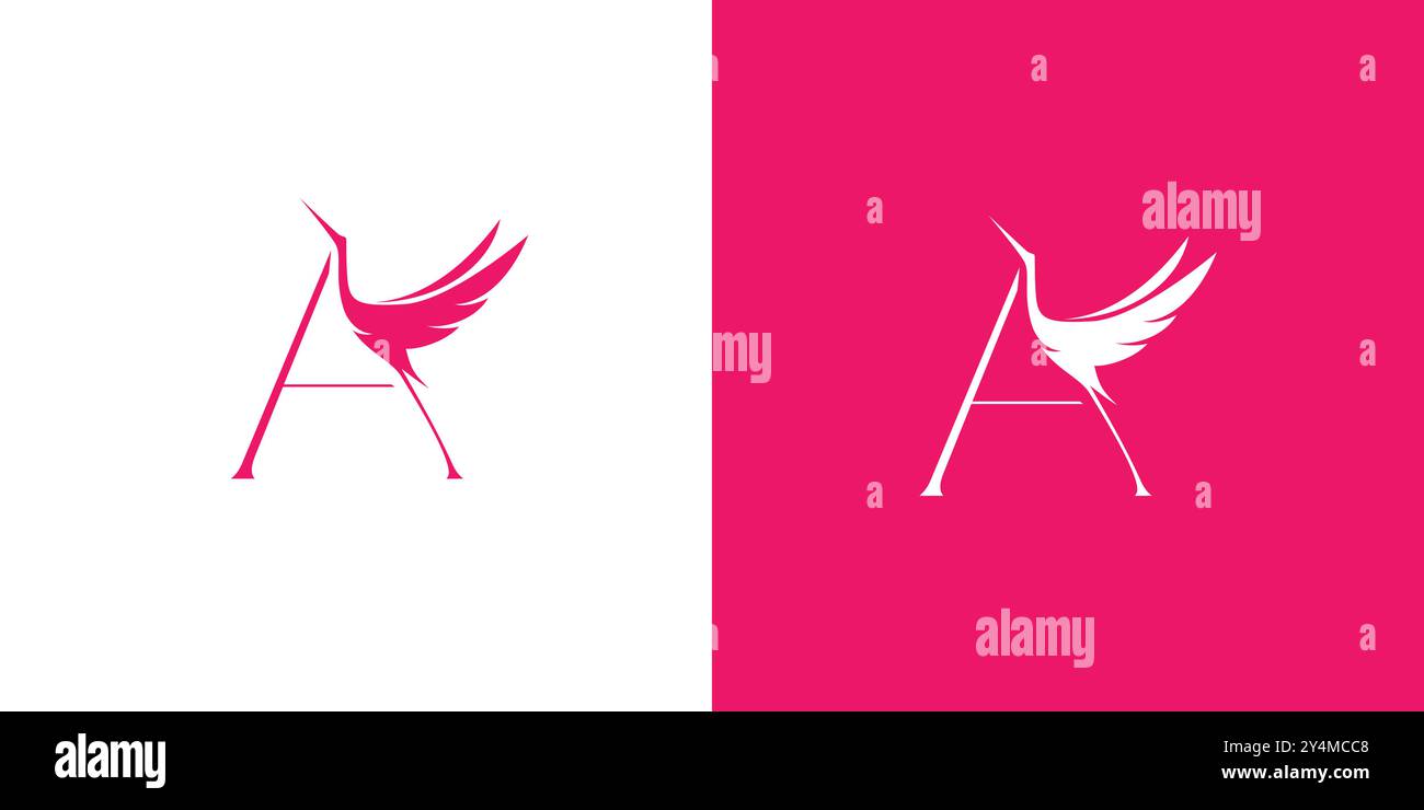 Das Stork-Logo mit den Initialen A ist einzigartig und modern Stock Vektor