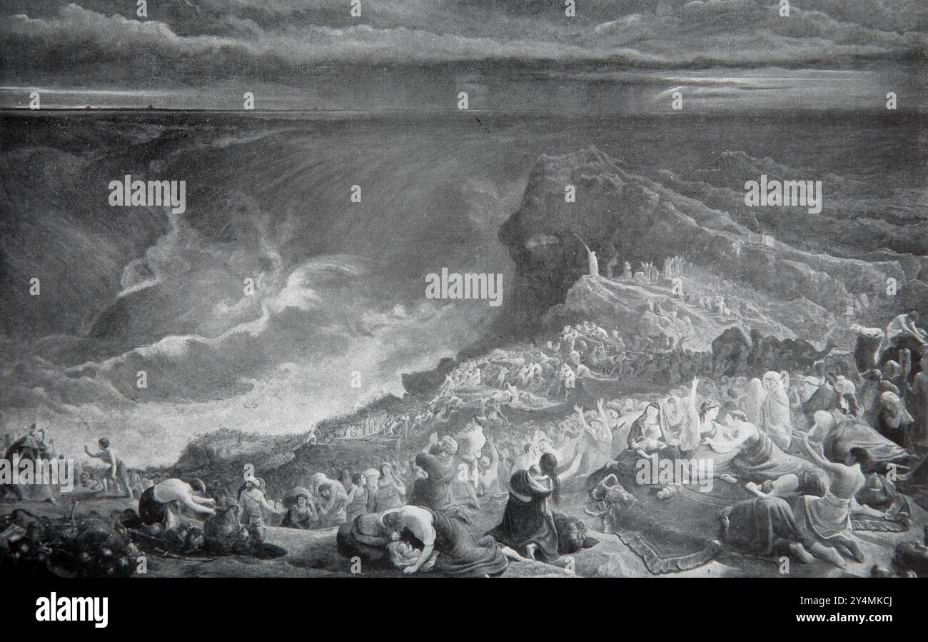Pharoah's Host überwältigte sich im Roten Meer von einem Gemälde von Francis Danby in der Ausgabe der Kinderbibel von 1902 Cassell and Company Limite Stockfoto