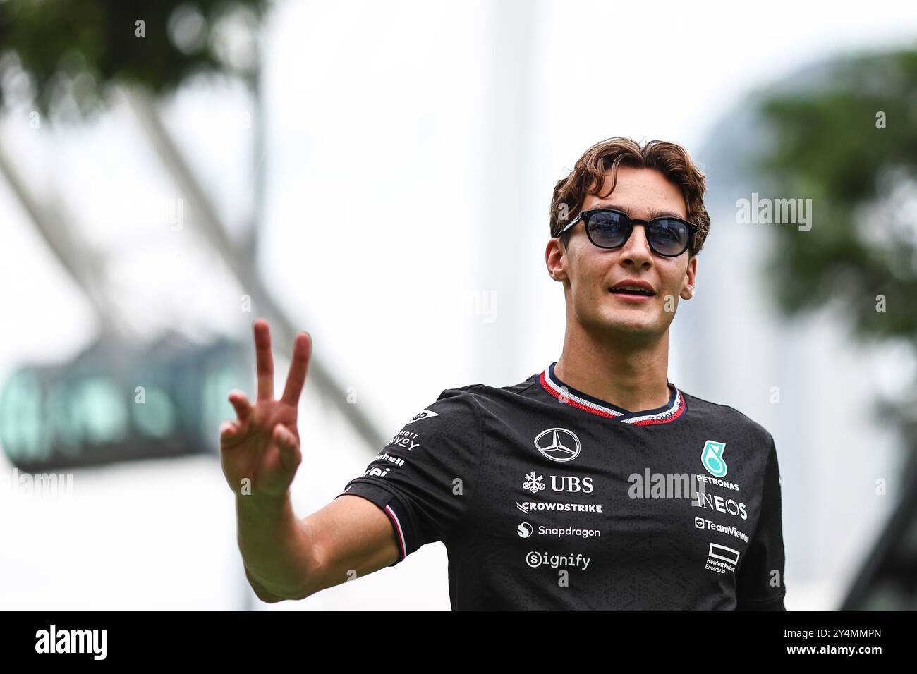 Singapur, Singapur. September 2024. George Russell (GBR) Mercedes AMG F1. 19.09.2024. Formel-1-Weltmeisterschaft, Rd 18, Grand Prix Von Singapur, Marina Bay Street Circuit, Singapur, Vorbereitungstag. Das Foto sollte lauten: XPB/Alamy Live News. Stockfoto