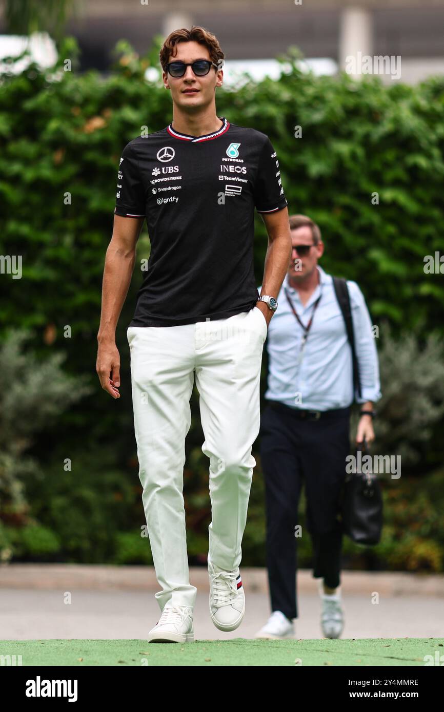 Singapur, Singapur. September 2024. George Russell (GBR) Mercedes AMG F1. 19.09.2024. Formel-1-Weltmeisterschaft, Rd 18, Grand Prix Von Singapur, Marina Bay Street Circuit, Singapur, Vorbereitungstag. Das Foto sollte lauten: XPB/Alamy Live News. Stockfoto