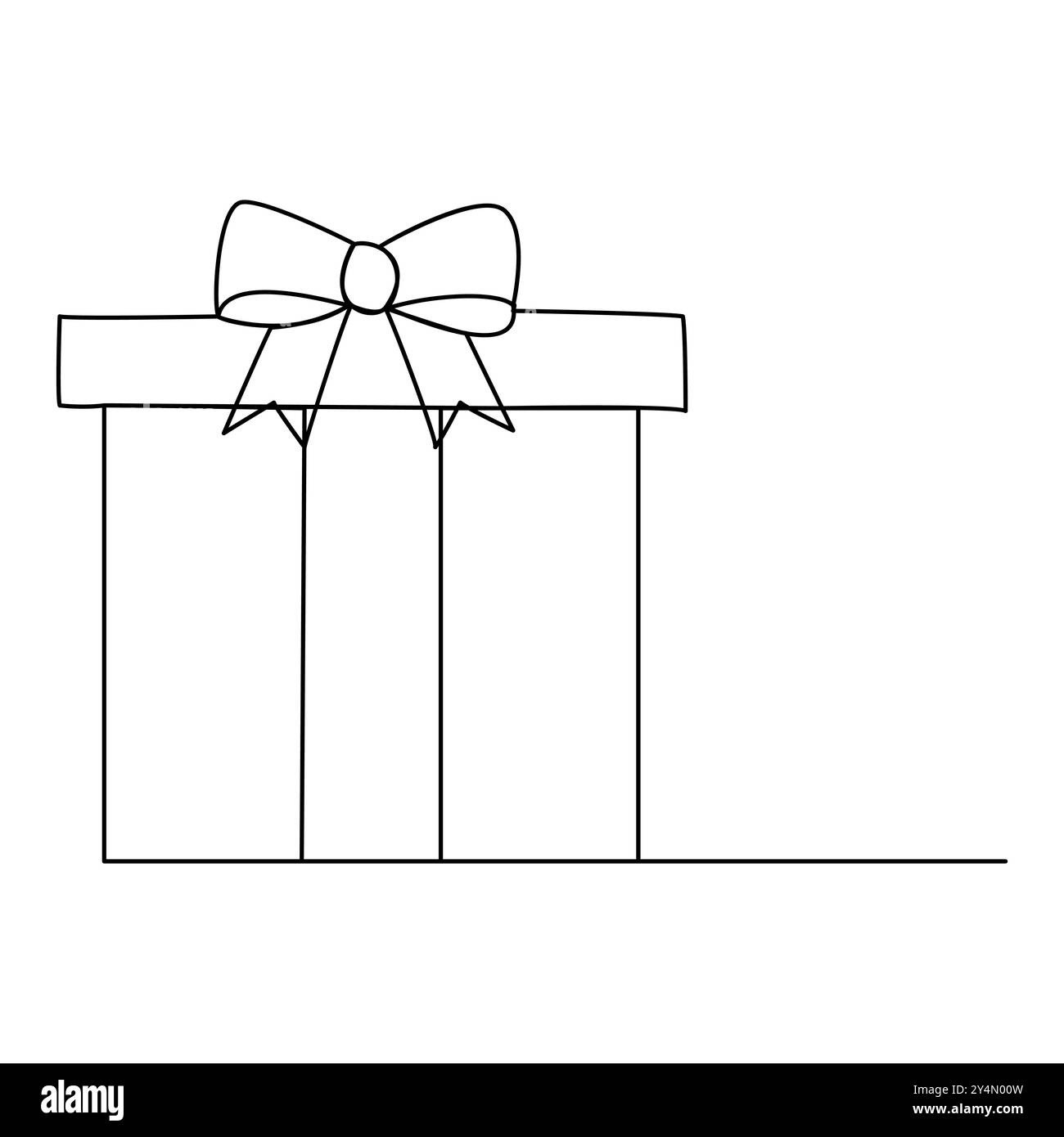 Hängende Geschenkboxen. Durchgehende einzeilige Zeichnung Zeichnung Linienzeichnung einer Geschenkbox. Eingepacktes Überraschungspaket für weihnachten oder Geburtstagsfeier. Stock Vektor