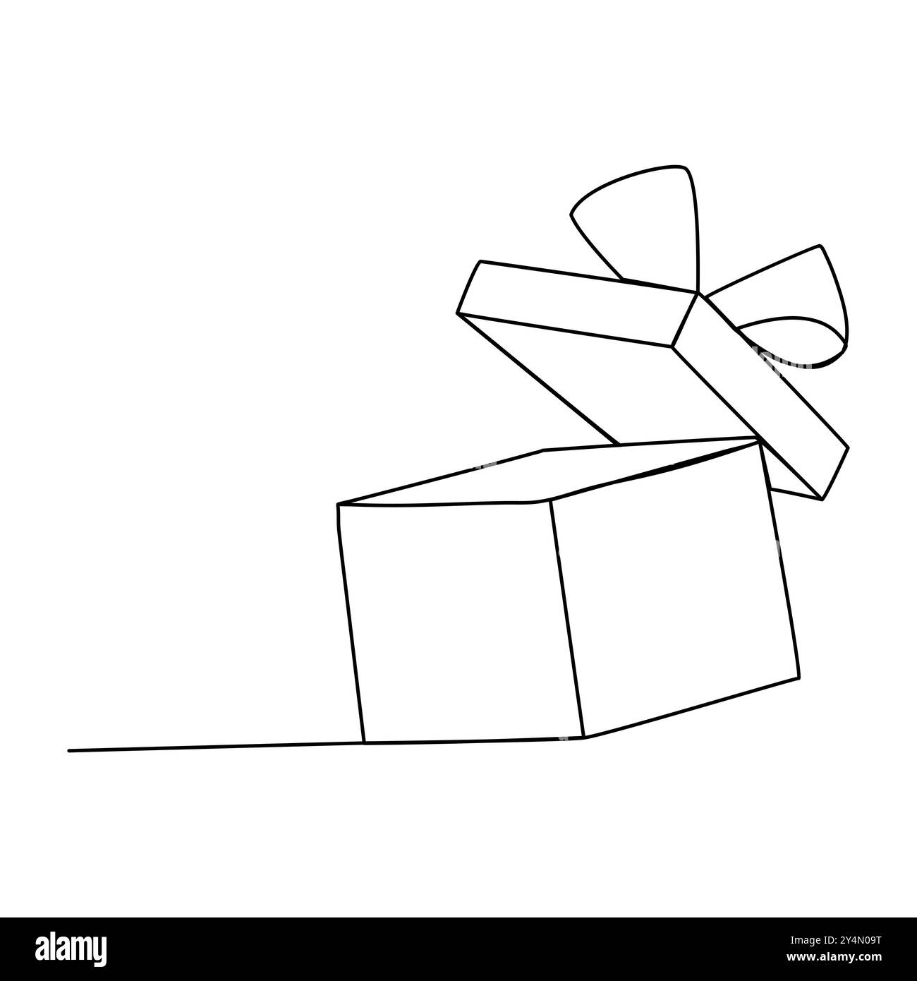 Hängende Geschenkboxen. Durchgehende einzeilige Zeichnung Zeichnung Linienzeichnung einer Geschenkbox. Eingepacktes Überraschungspaket für weihnachten oder Geburtstagsfeier. Stock Vektor